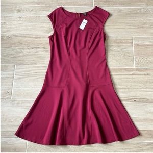 NWT Ann Taylor Fit and Flare Cap Sleeve Red Maroon Mini Dress